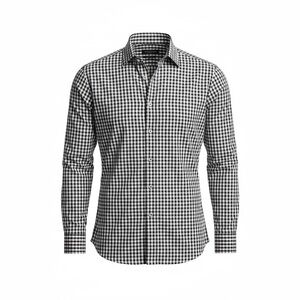 SAKS FIFTH AVENUE BLACK/WHITE GINGHAM CHECK SLIM FIT - COUPE ÉTROITE SIZE SMALL